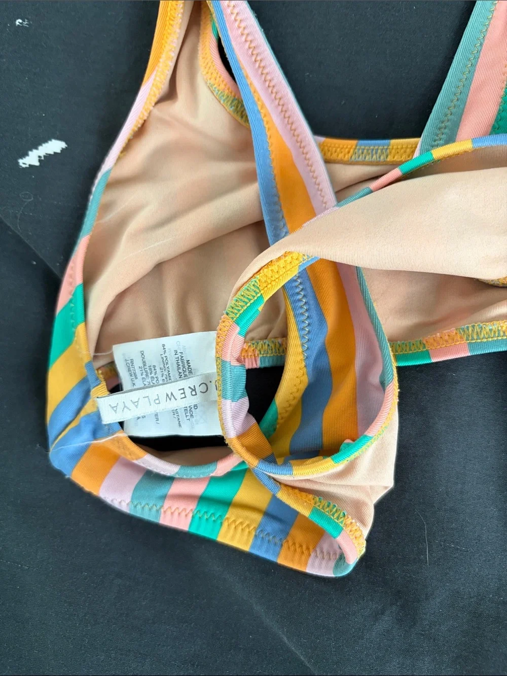 J Crew Playa Striped Tie-Shoulder Bikini Top in Multicolor - Picture 6 of 6